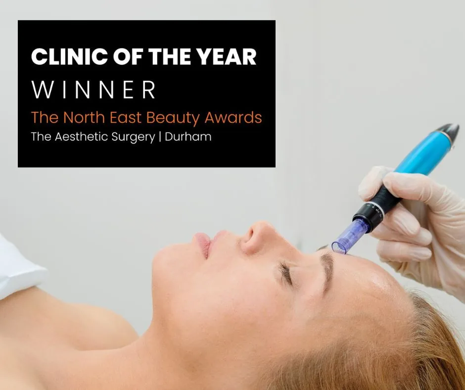 Close-up view of microneedling device on skin surface