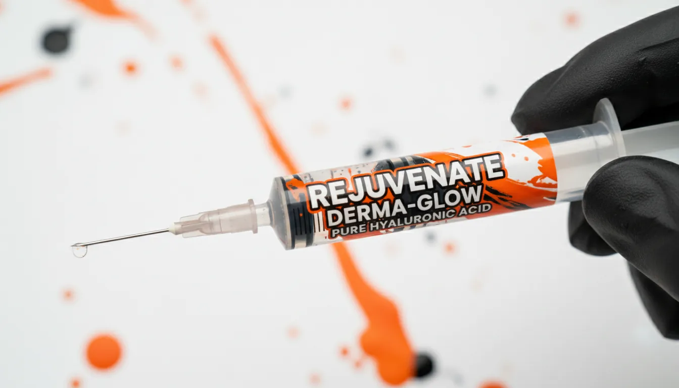 Close-up view of a syringe with dermal filler ready for injection