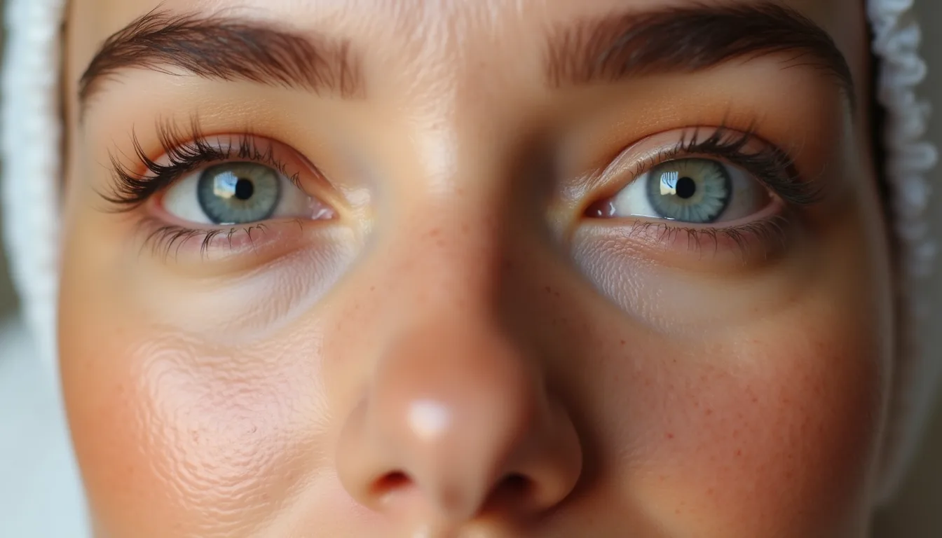 Eye-level view of smooth, glowing skin after treatment